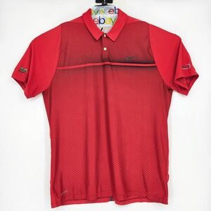 Tiger Woods Collection Polo Shirt Mens XL Golf Dri‎ Fit Red Black Short Sleeve